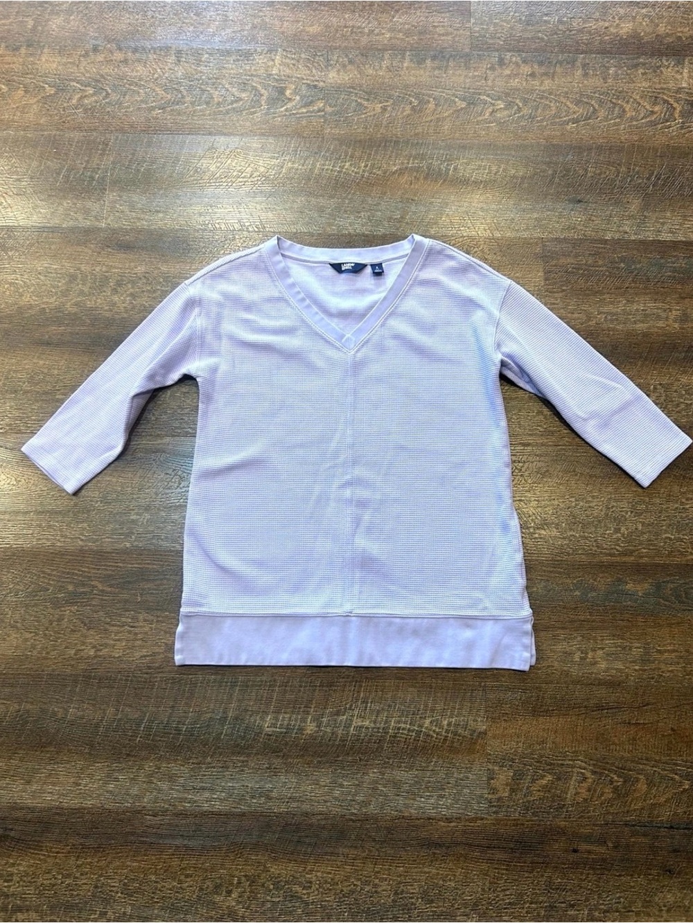 Lands' End Lavender V-Neck Long Sleeve Tee